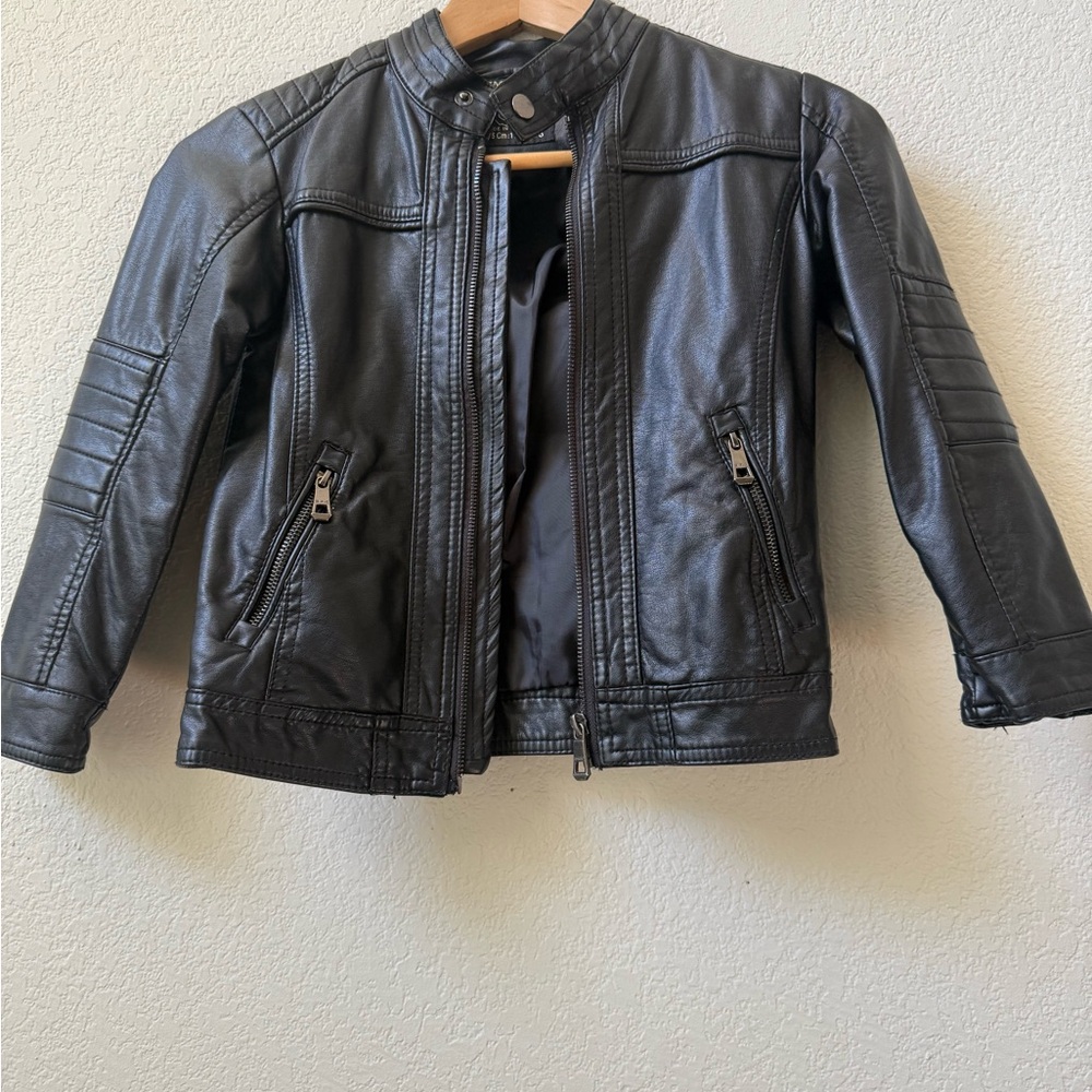 Kids Black Faux Leather Jacket